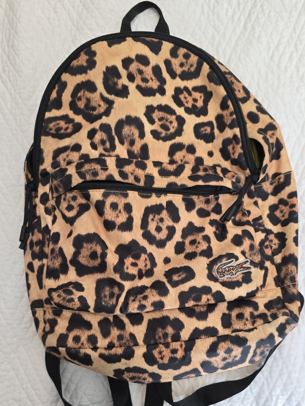 Lacoste Leopard Print Backpack - Tan & Black
